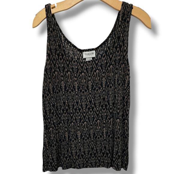 Chico’s Traveler Collection Women’s Sleeveless Blouse Black Print – Size 1 (M) - Picture 1 of 7
